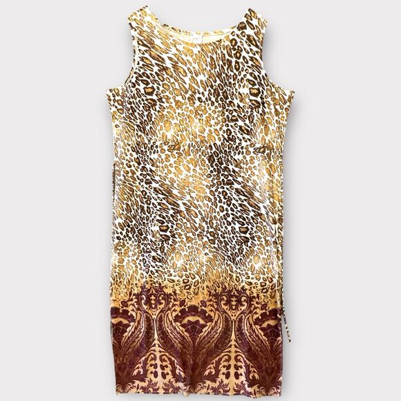 JMS Plus Size 18 Soft Stretch Animal‎ Print Boho Stretched Y2K Maxi Chic Dress - Picture 1 of 10